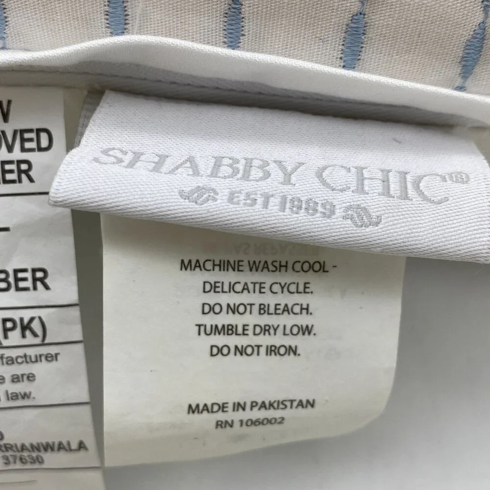 Shabby Chic throw pillow lot white blue embroidered trim cotton pair lot 2 bedro